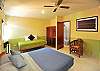 Large bedroom with private bath with shower.  Queen and Single bed.  Large closet.