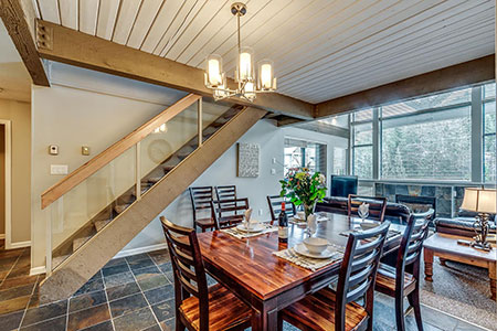 Dining Room with Stairs to Loft Bedroom