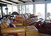 Comfortable overstuffed leather seating to curl up with a good book or watch a variety of shows in front of a crackling fire and fabulous view of the ocean