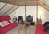Spacious family room upstairs provides another TV/DVD/VCR & music center as well as 2 Queen futon sofas.  Mattress pads provided for these, but no additional bedding, so be sure to bring the kids sleeping bags if they want to sleep on the futons!