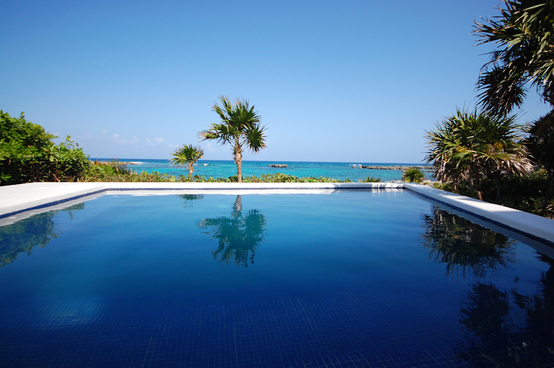 Poolside with view of Caribbean, Quinta Del Mar, Akumal, Mexico-Original