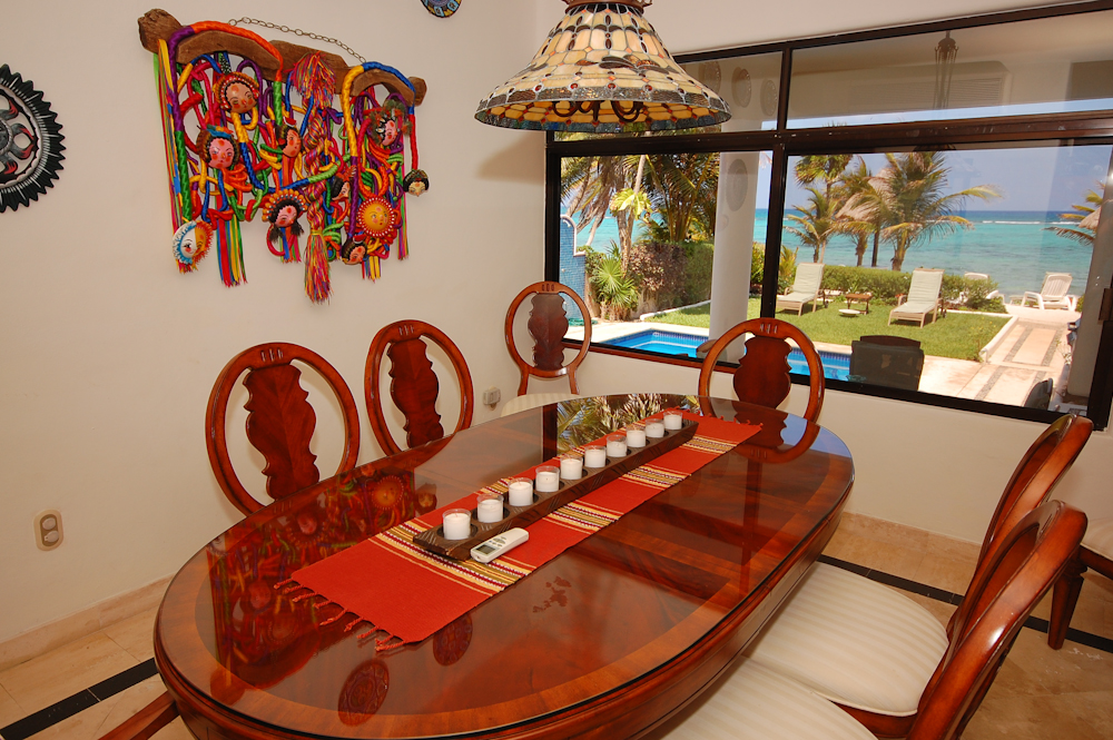 Casa de las Conchas indoor dining for 8 with an ocean view.-Thumbnail