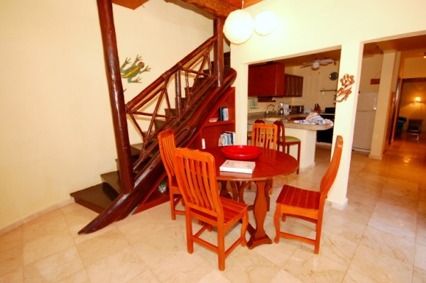 Main House dining with kitchen beyond. Casa Iguana, Akumal-Thumbnail