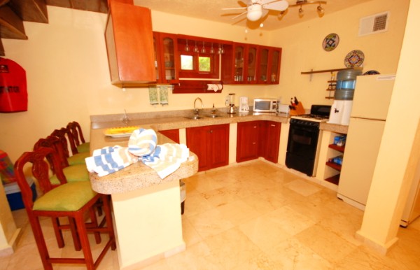 Main house fully equipped kitchen, Casa Iguana, Akumal, Mexico-Thumbnail