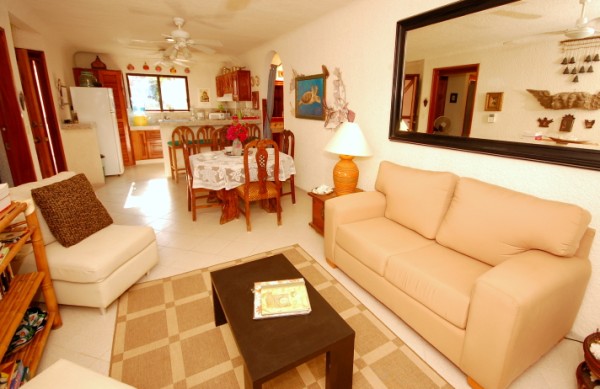 Seven Seas Condos #1 living room, South Akumal, Mexico-Thumbnail