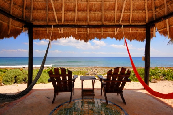 Ocean front palapa at Casa Iguana, Akumal, Mexico-Thumbnail