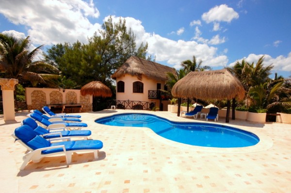 Poolside area, Casa Iguana Akumal Mexico-Original