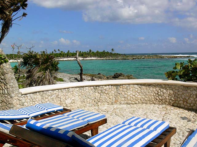 Lower patio and lagoon view.-Original