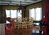 Large dining room table with center lazy susan.