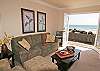 Living room with french doors that open up to your oceanfront deck