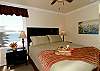 bedroom with ocean view, queen size bed