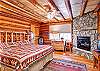 King size bed with a second gas fireplace.  This is the only accomodation on our site that offers this amenity!