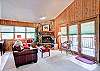 Here is the main entry of the living area.  The gas fireplace offers instant warmth any time of year when needed.