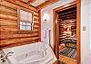 A two person jetted-tub to soak in after a day on the trails