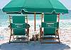 Complimentary beach set, consisting of 2 chairs, one umbrella