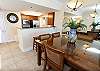 Conveniently located dining area with plenty of seating and very comfortable chairs.