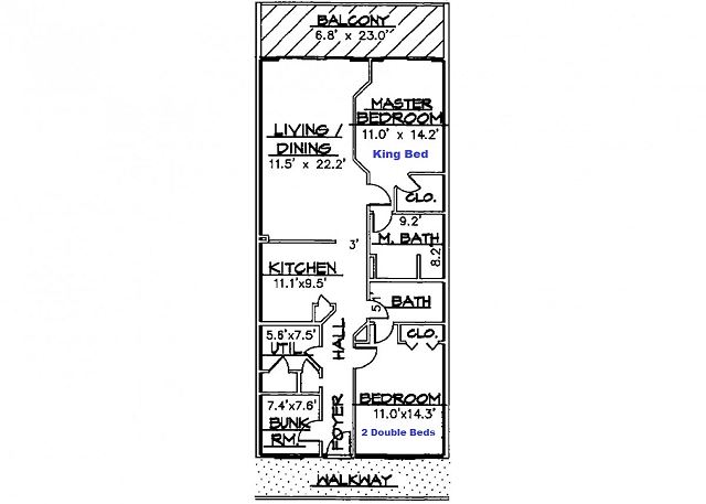 Floor Plan for Gulf Dunes 303.