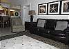 The sofa pulls out into a queen-sized sleeper bed, accommodating two guests!