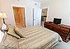 This bedroom has direct access to the bathroom for your convenience.