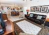 The sofa pulls out into a queen-sized sleeper bed, accommodating two guests!