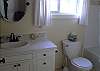 Both a shower and tub are offered.