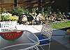 Thoughtful in the garden too. A water feature lulls easy conversation at your outdoor table.