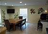 One of two large dining tables.