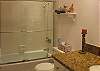 Newly remodeled  bathroom with granite countertop