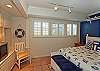 Blue nautical themed guest bedroom