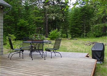 Back Deck Facing the Sandy River at Pine River Cabin