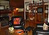 living room area w/ fireplace