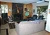 Nice picture windows and wood fire place.