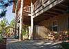 Large spacious back patio with comfortable seating.