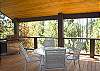 Large beautiful deck with plenty of room for entertaining.  You can watch the rafters as they float the Deschutes River - simply spectacular!