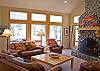 Open floor plan with living room, dining room and kitchen.  Relax by the fire.