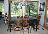 Dining room that opens up to the kitchen. Kitchen is fully equipped.  There is a back deck as well with a view of the river.