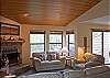 Families will enjoy the fireplace while watching a movie.