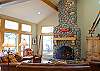 View from the dining area to the living room.  Great place to watch a game!