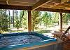 You can choose to simply pull up a chair and relax on the deck or soak away your stress in this bubbling hot tub.