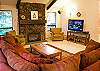 Flat screen tv and gas fireplace