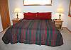 Nicely appointed King Bedroom with ajoining bathroom and access to the bathroom from the living room.