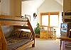 Pyramid Bunks. Double on the Bottom Bunk and single on top. Nice size room with a small desk and TV.