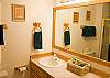 The master bathroom has a shower.  It also features double sinks making it easy for two to prepare for a day or evening of fun in Sunriver.