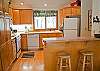 Kitchen with a view of the trees.
