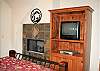 Television and fireplace in master bedroom
