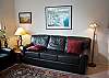 Comfy leather couches in the family room.