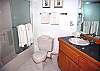 This bathroom adjoins the King Bedroom and provides access from the bathroom to living area.