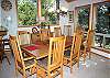 The dining area has ample seating with beautiful views to enjoy.