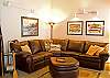 Light bright and comfortable family room for conversation or relaxation.