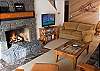 Comfortable seating, gas fireplace and Flat Screen TV.